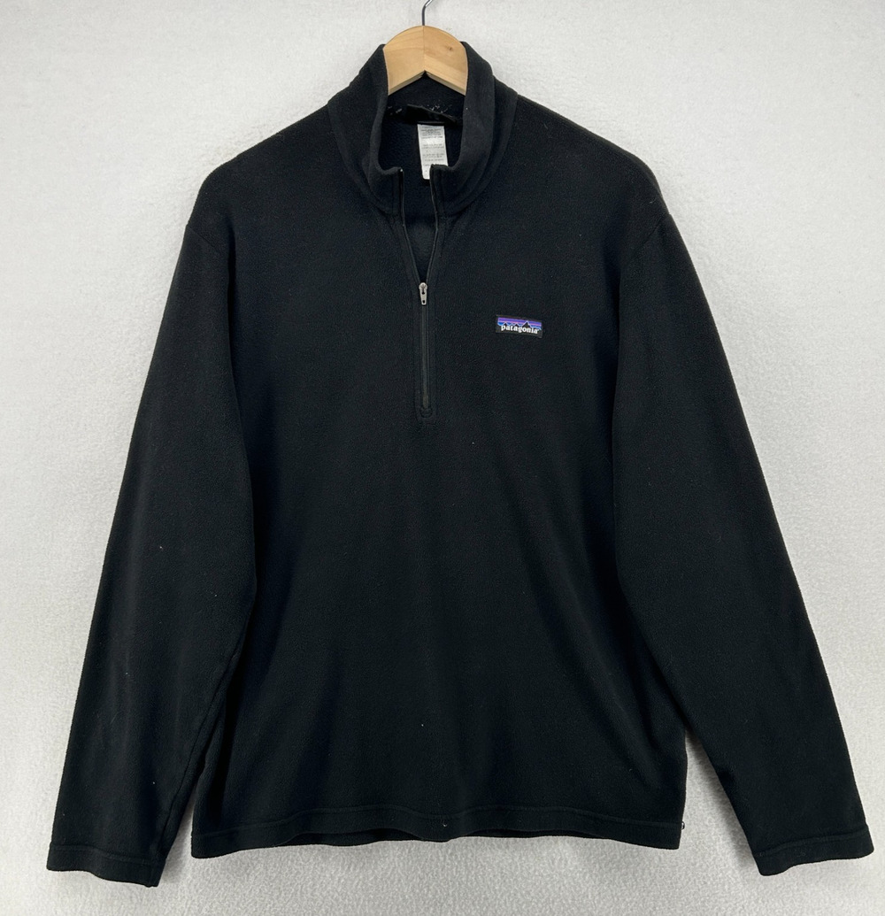 PATAGONIA Sweatshirt Mens M Synchilla Micro D Fleece 1/4 Zip Pullover Black